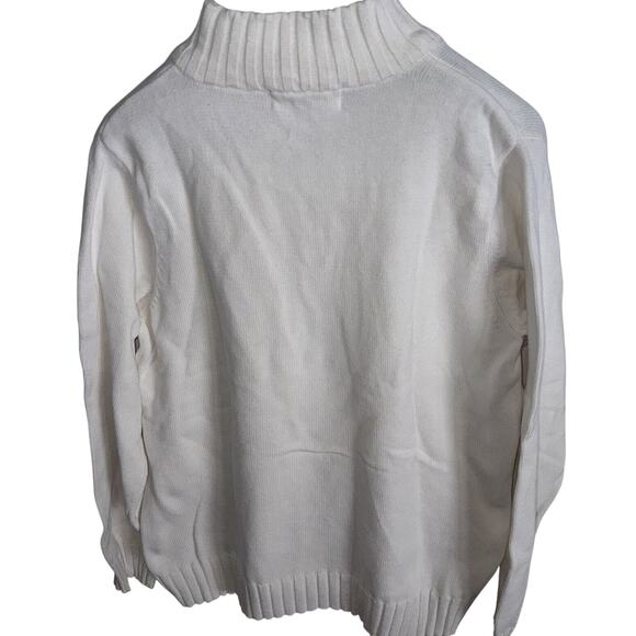 Karen Scott White Half-Zip Knit Sweater w/ Gold Zipper – Women’s XL - Picture 4 of 7